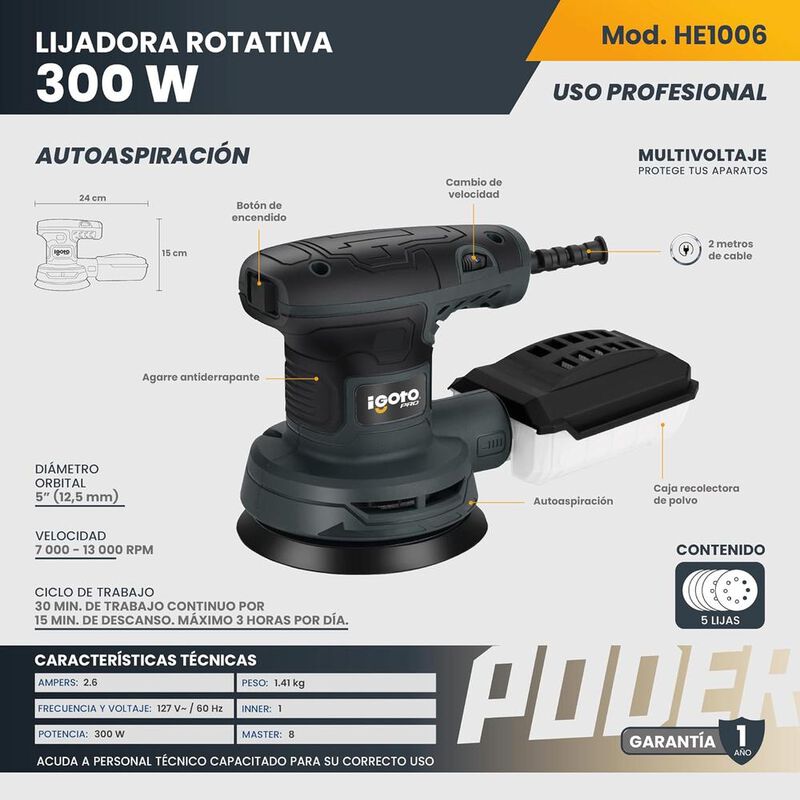 Lijadora Rotativa Igoto HE1006 7000/13000RPM 30... image number null