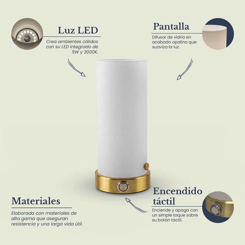 L&aacute;mpara de Mesa MIL LUCES MONAVI Dorado Satinad... image number null