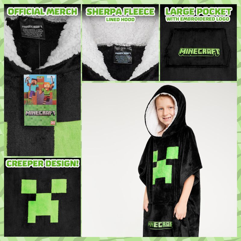 Manta Con Capucha De Forro Polar Minecraft Para... image number null