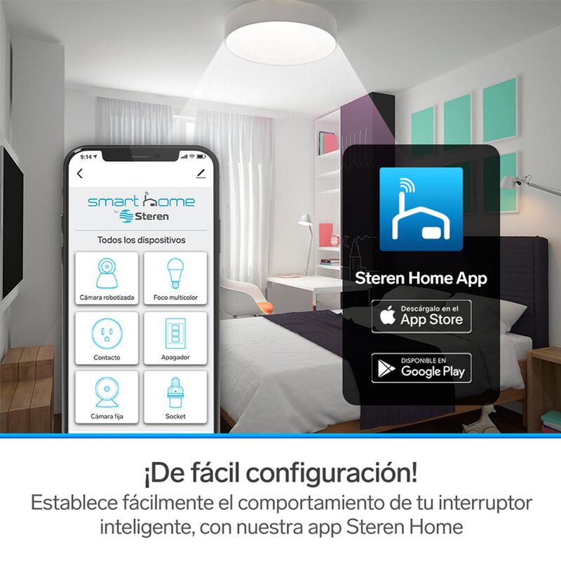 Steren SHOME-140 Interruptor Wi-Fi para pared, ... image number null