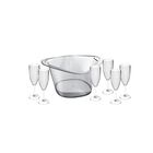 Kit De Fiesta De Plastico Transparente Kappesberg Uz221 Tr Fi 6 Copas + Hielera Ort