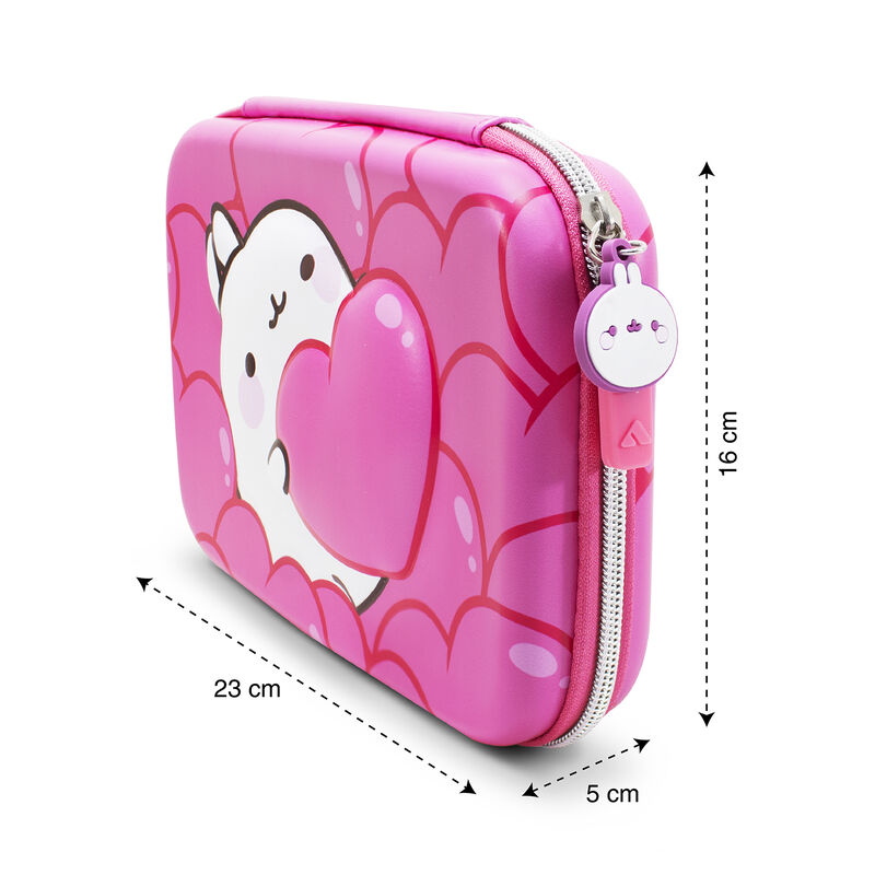 Estuche Escolar R&iacute;gido Molang Rosa con Corazone... image number null