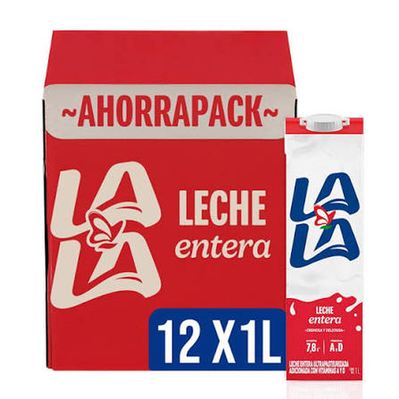 Leche Lala Uht Entera Caja Con 12 Piezas De 1l ... image number null