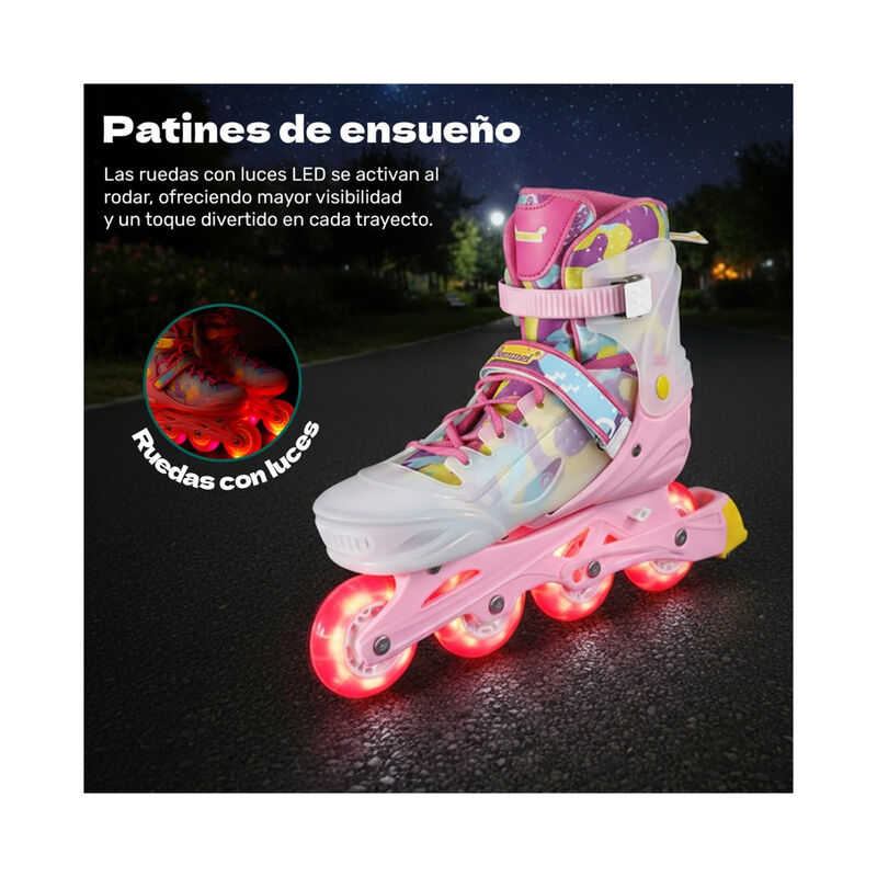 Patines Linea 4 Ruedas Luz Led Ni&ntilde;os Y Adultos ... image number null