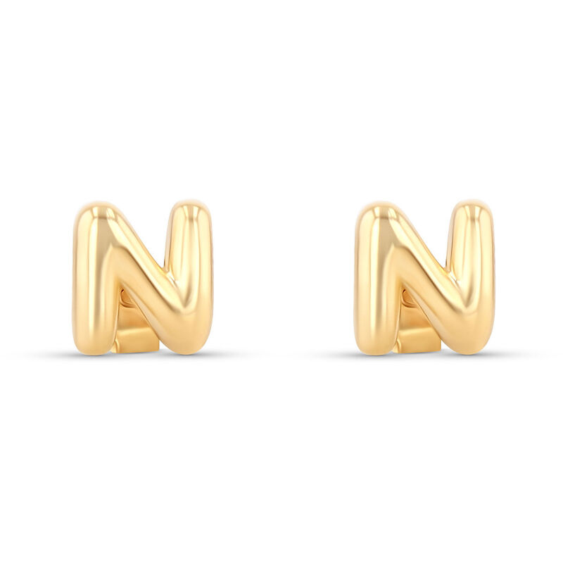 Aretes De Oro Amarillo De 10K (Letra N) image number null