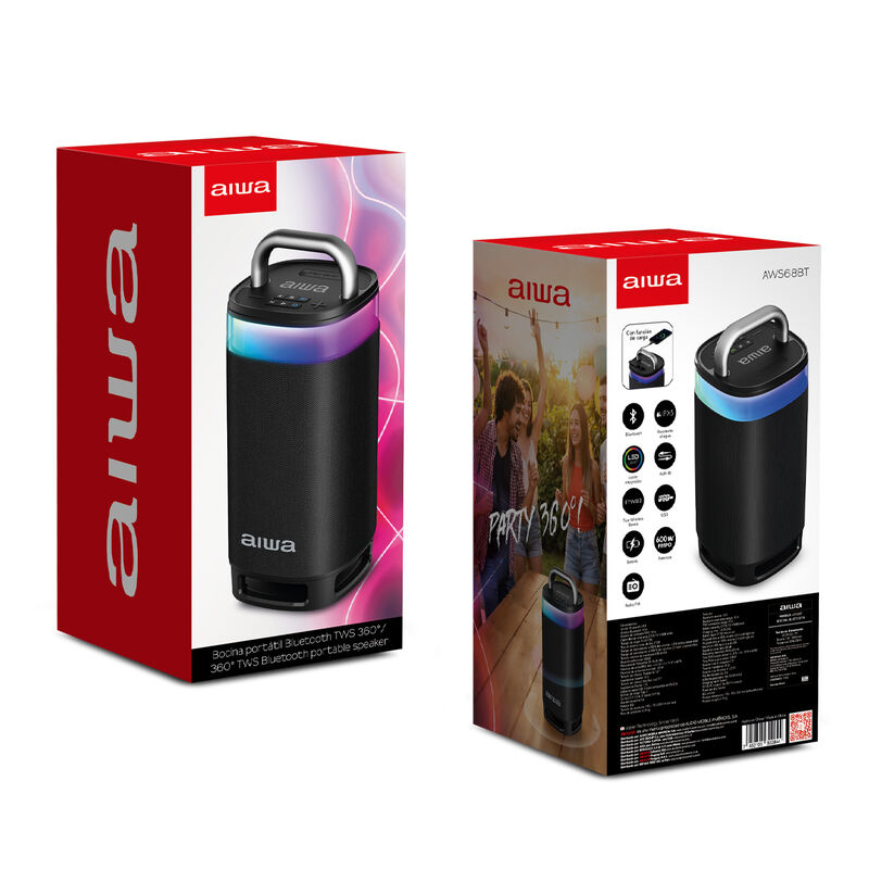 Bocina Port&aacute;til Aiwa Aws68bt Bluetooth Tws Led ... image number null