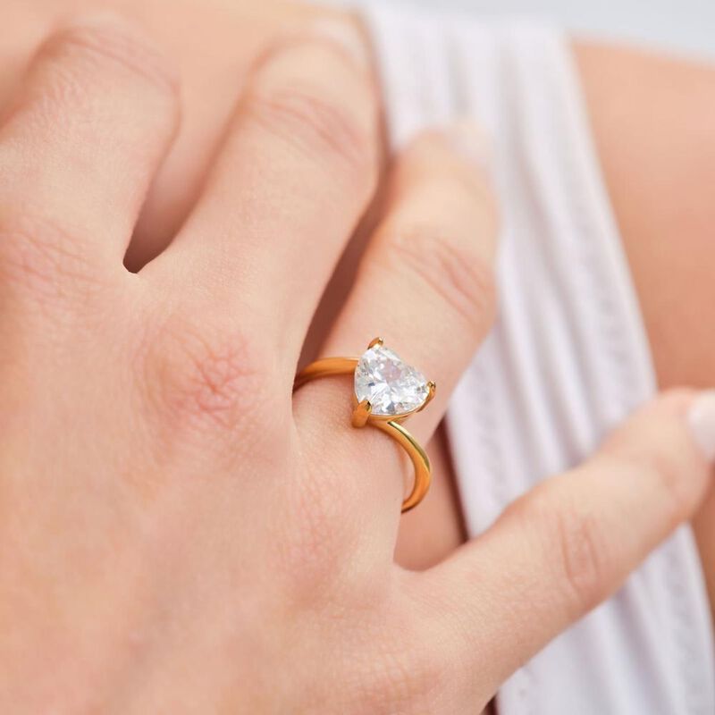Anillo De Compromiso Luckyly Aida Ba&ntilde;o De Oro R... image number null