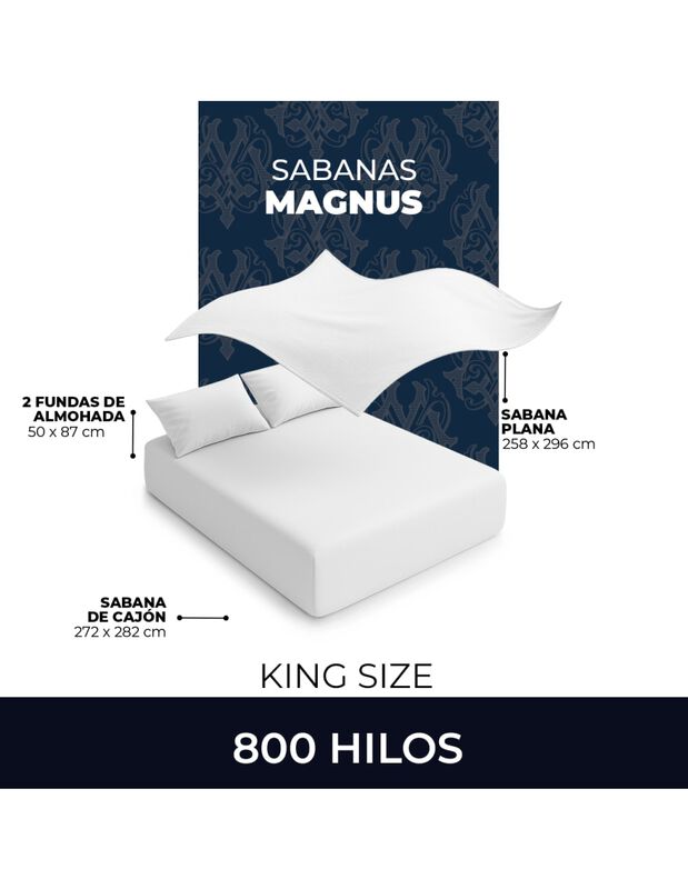 Juego de S&aacute;banas Magnus 800 Hilos Tencel  King ... image number null