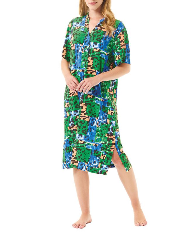 Vestido de Viscosa de Manga Corta Verde image number null