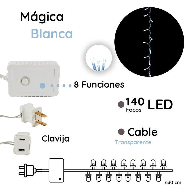 Serie de Luces Navide&ntilde;a 140 Led Musical Luz Bla... image number null