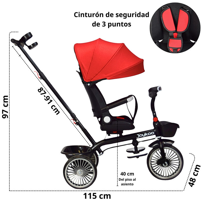 Triciclo para Ni&ntilde;os Asiento Giratorio Reclinabl... image number null