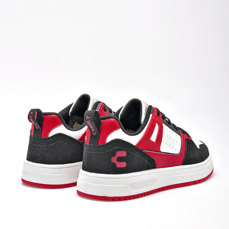 Charly Tenis Urbanos Para Ni&ntilde;o Blanco Negro Roj... image number null