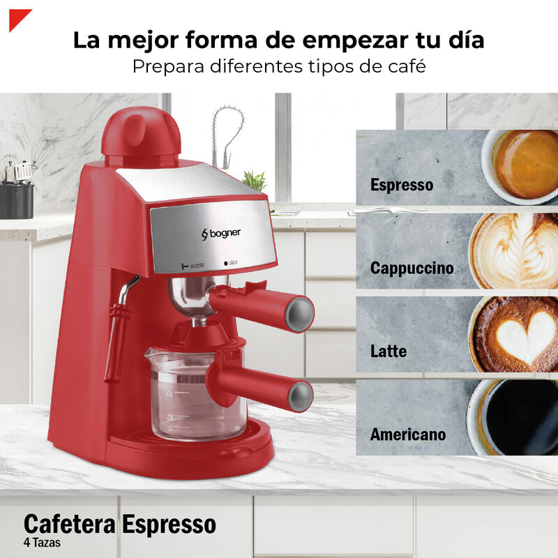 Bogner Cafetera Espresso 4 Tazas Con Espumador ... image number null