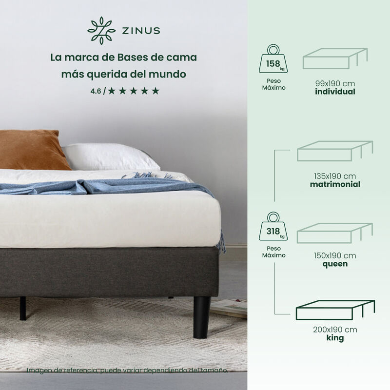 Zinus Curtis | Base Cama King Con Estructura Ta... image number null