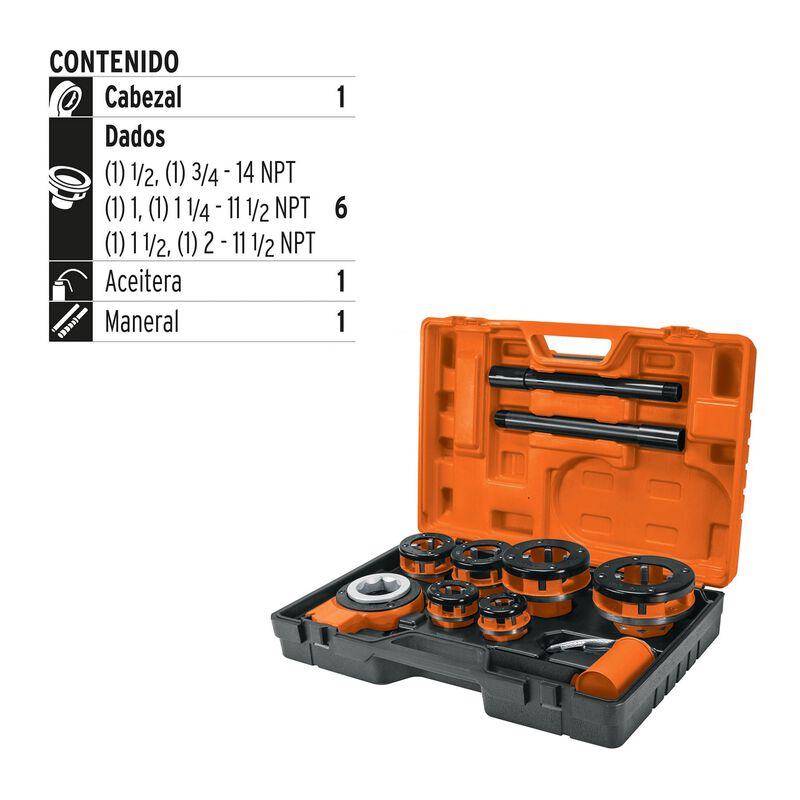 Juego de 9 Tarrajas para Tubo Truper image number null