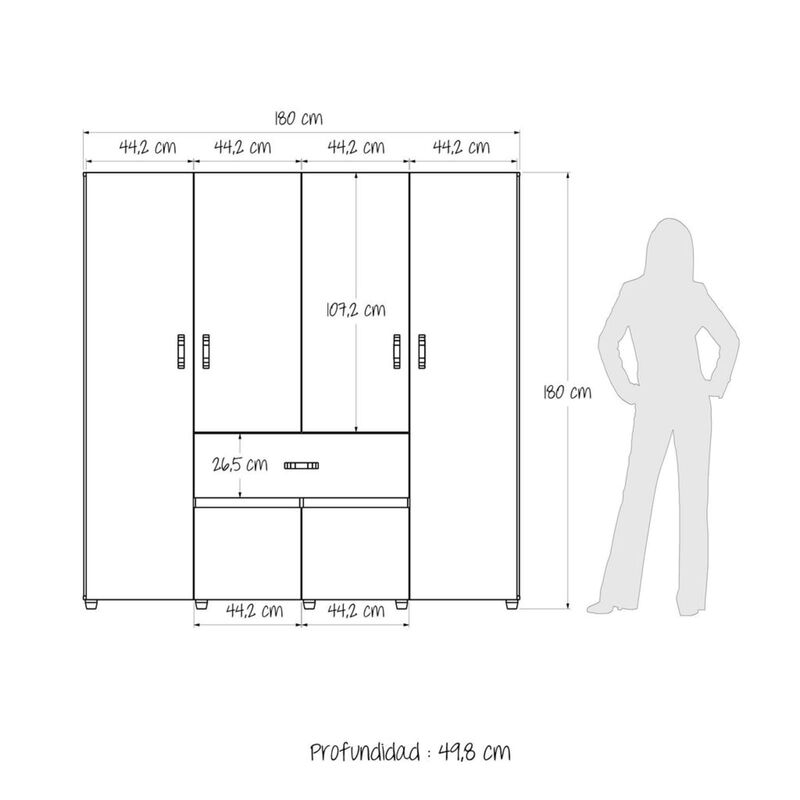 Cl&oacute;set Boon Doble colgado, Cajones al centro y ... image number null