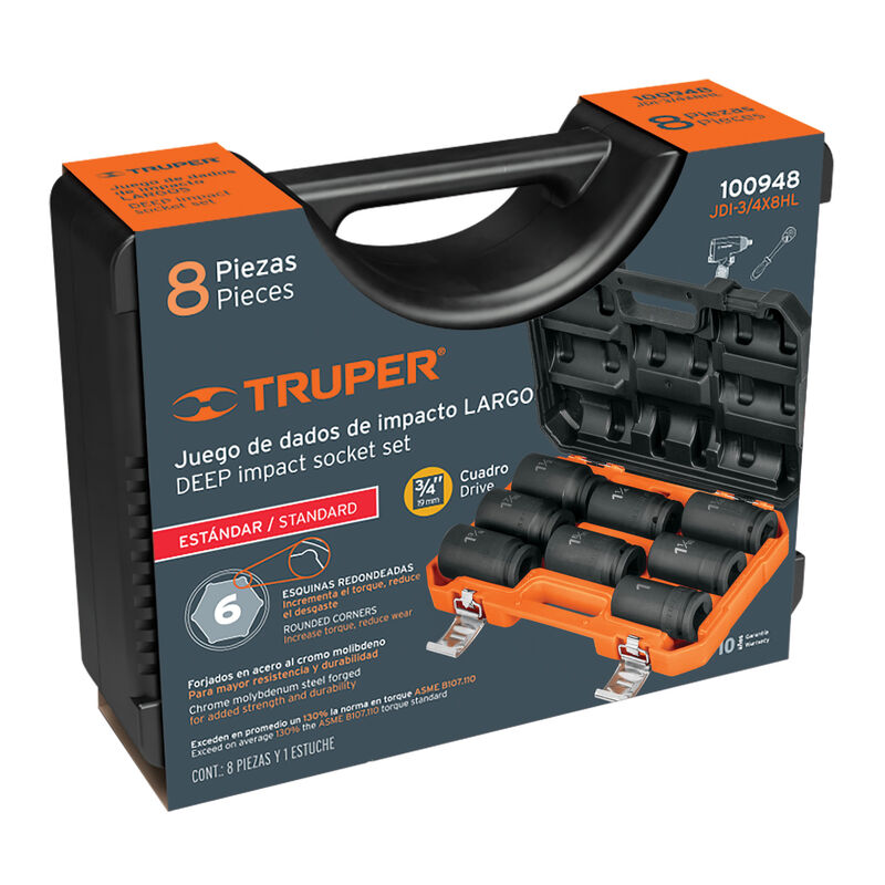 Juego de 8 Dados Largos Cuadro 3/4' de Impacto ... image number null