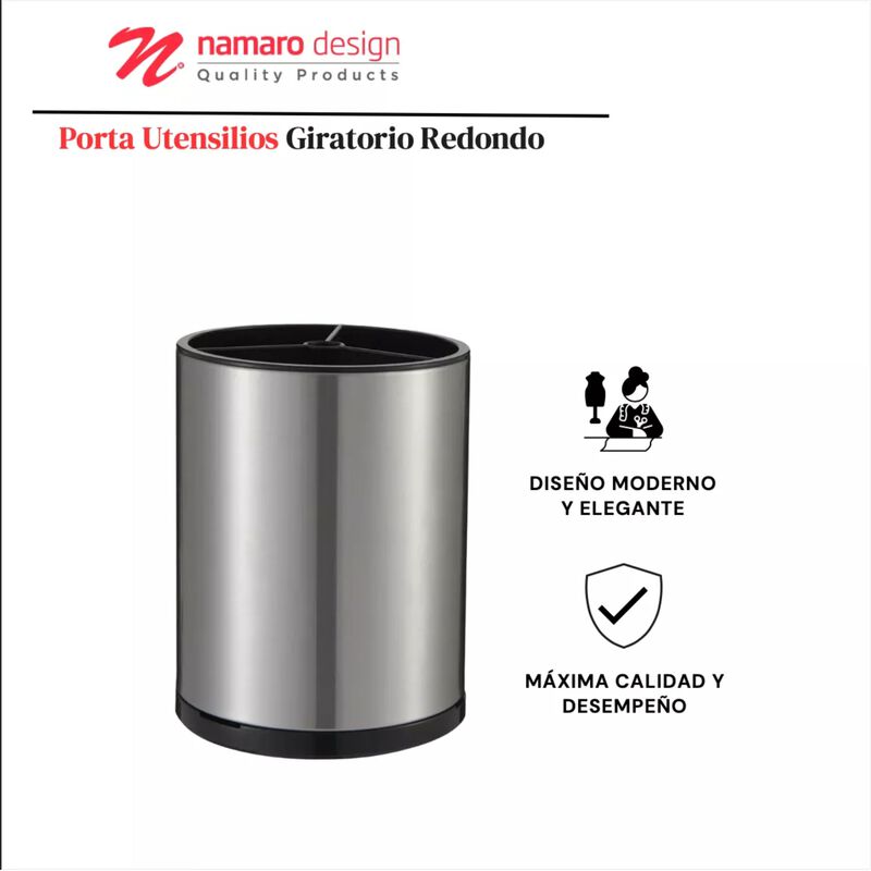 Porta Utensilios Giratorio Redondo De Acero Ino... image number null