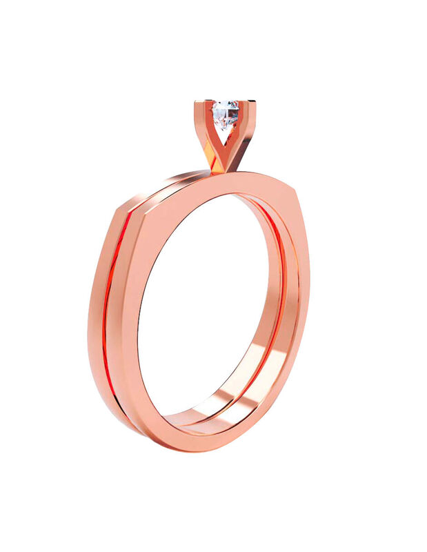 Anillo de Compromiso en Oro de 14K con Circonia... image number null