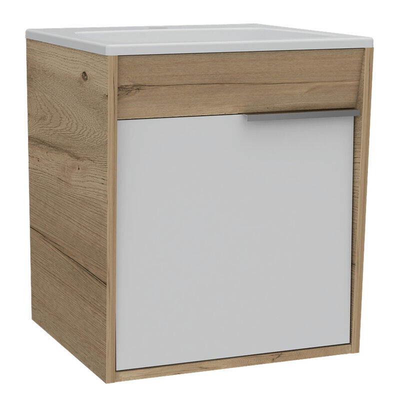 Mueble Lavamanos Burco Caf&eacute; Claro y Blanco image number null