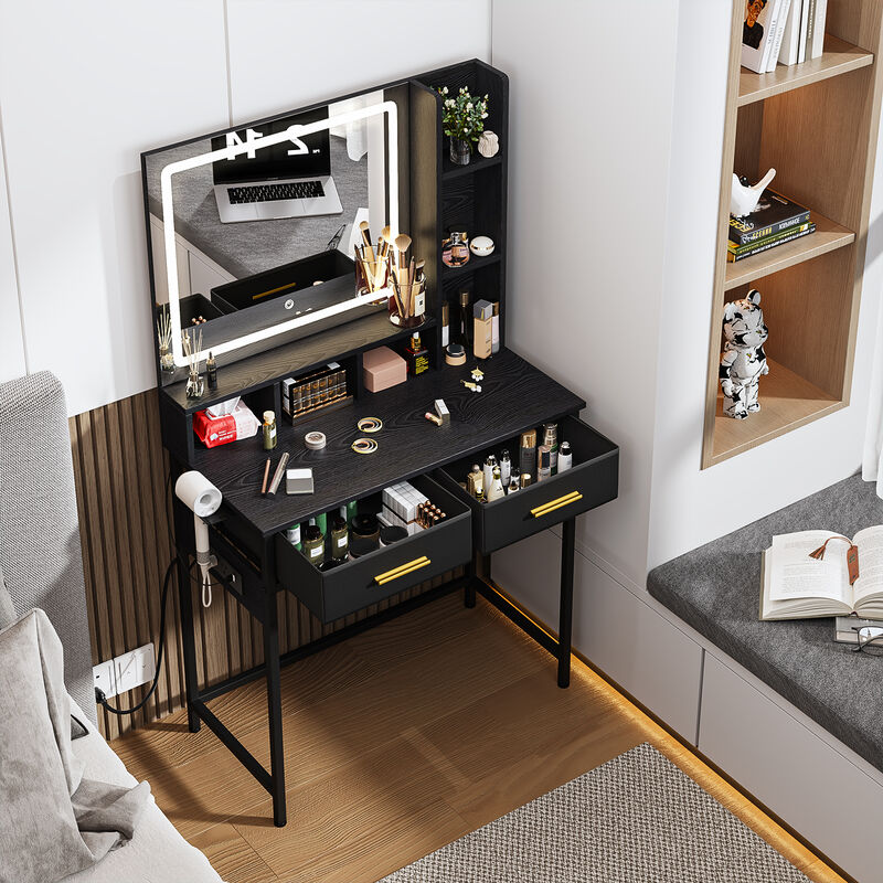 Tocador Maquillaje Negro con Espejo LED image number null