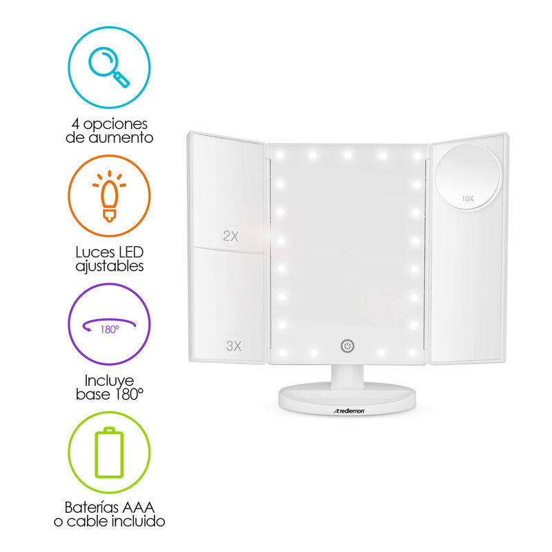 Espejo Para Maquillaje Con Aumentos Y Luz Led A... image number null