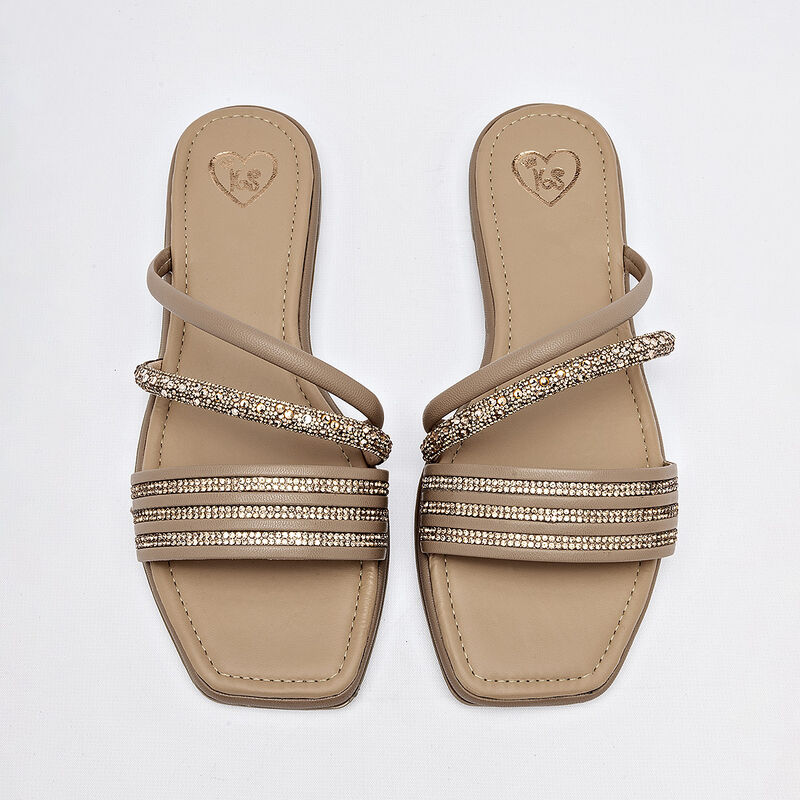 Ks sandalia piso para mujer beige dorado cod 14... image number null