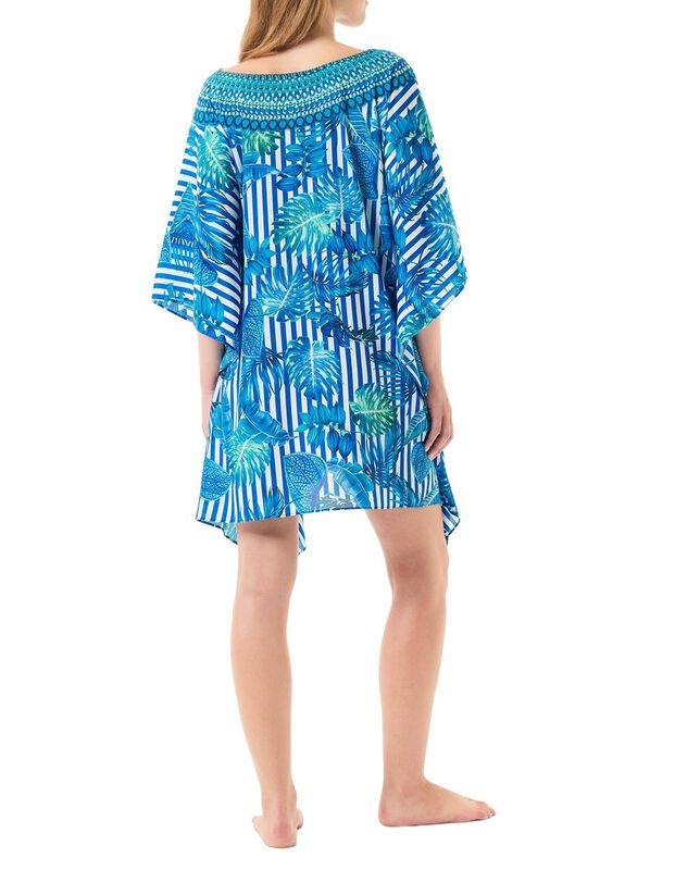 Kaftan Corto de Rayas Azul image number null