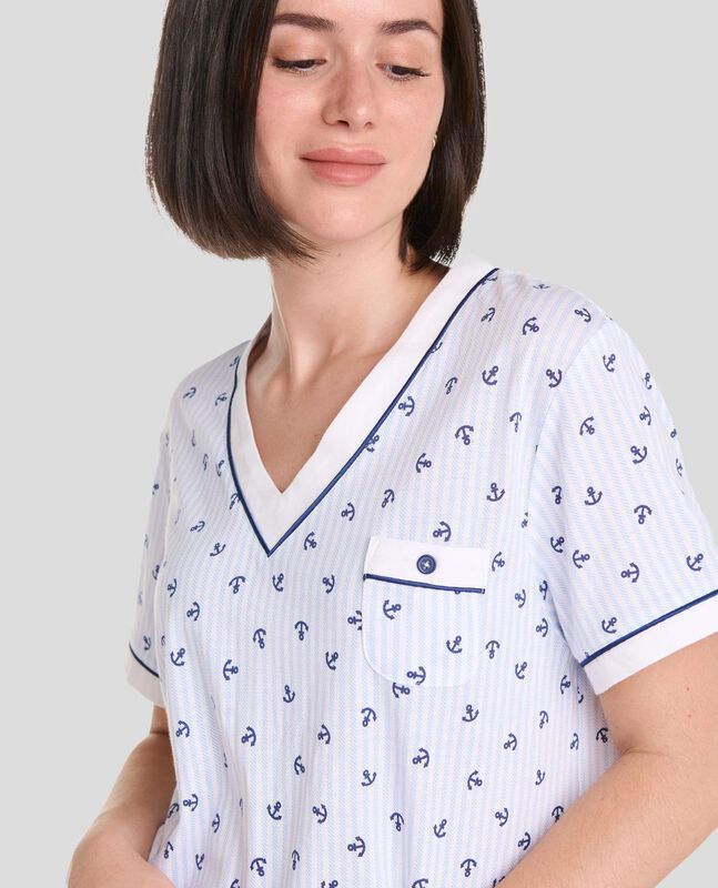 Camis&oacute;n de Manga Corta con Anclas Marino image number null