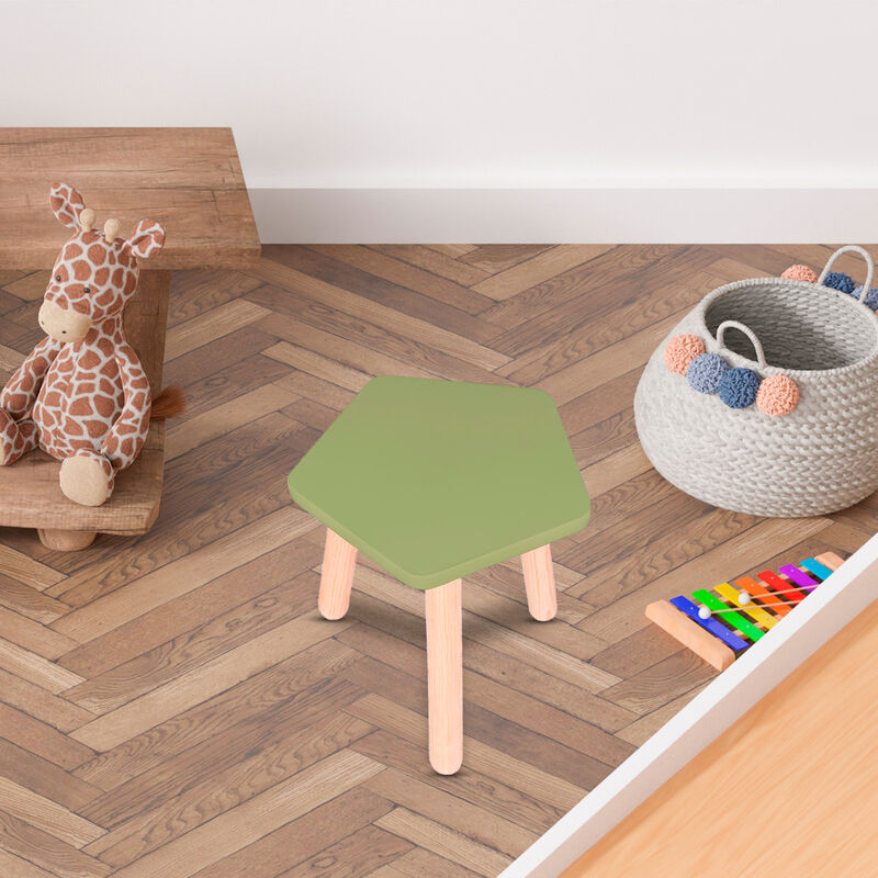 Banquito de Madera para Ni&ntilde;os- Pentagono - Verd... image number null
