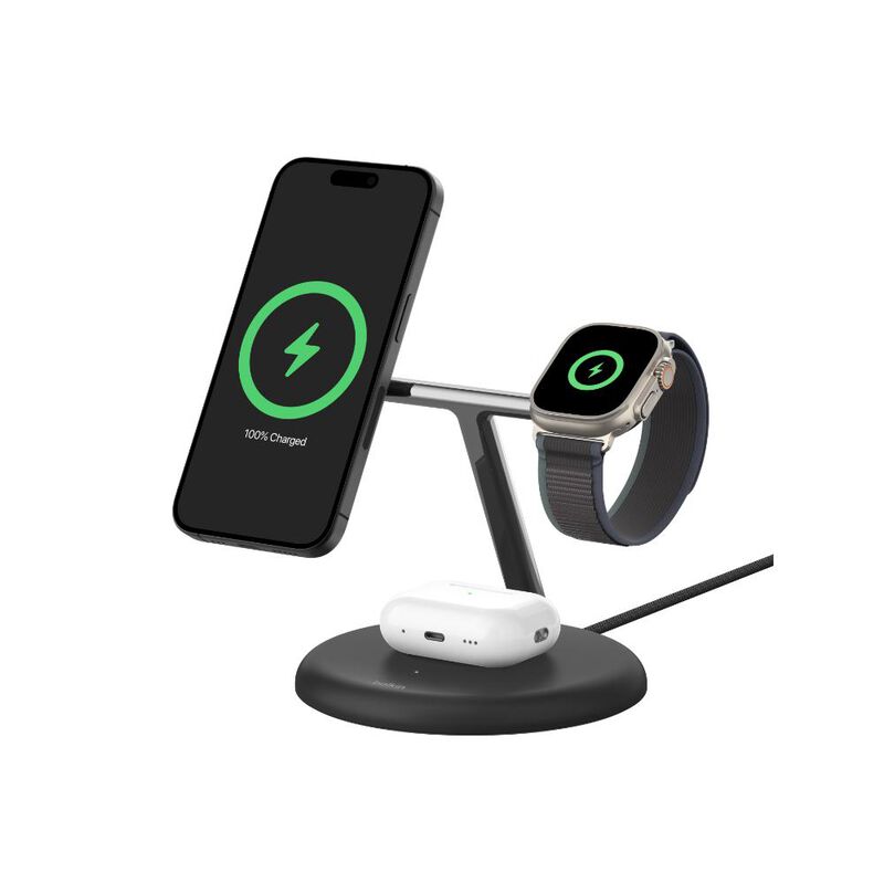Cargador Inal&aacute;mbrico Magsafe Belkin 3 en 1 Negr... image number null