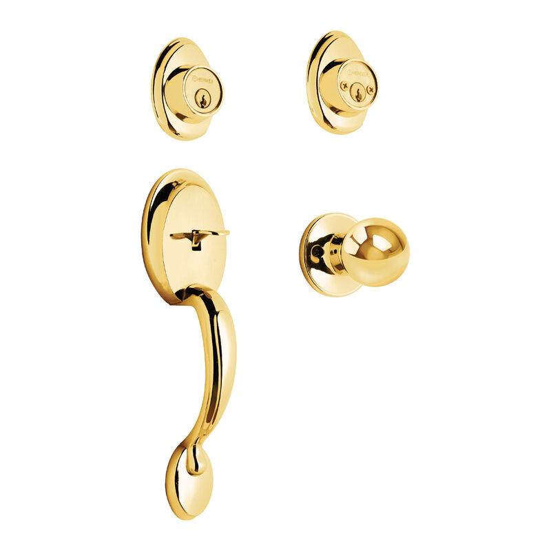 Jaladera Perilla y Cerrojo Llave Lat&oacute;n Brillant... image number null