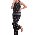 Conjunto 2 Piezas, Blusa Sin Mangas Y Pantal&oacute;n Estampado Conj-0251 Negro Outfit Casual Elegante Para Mujer