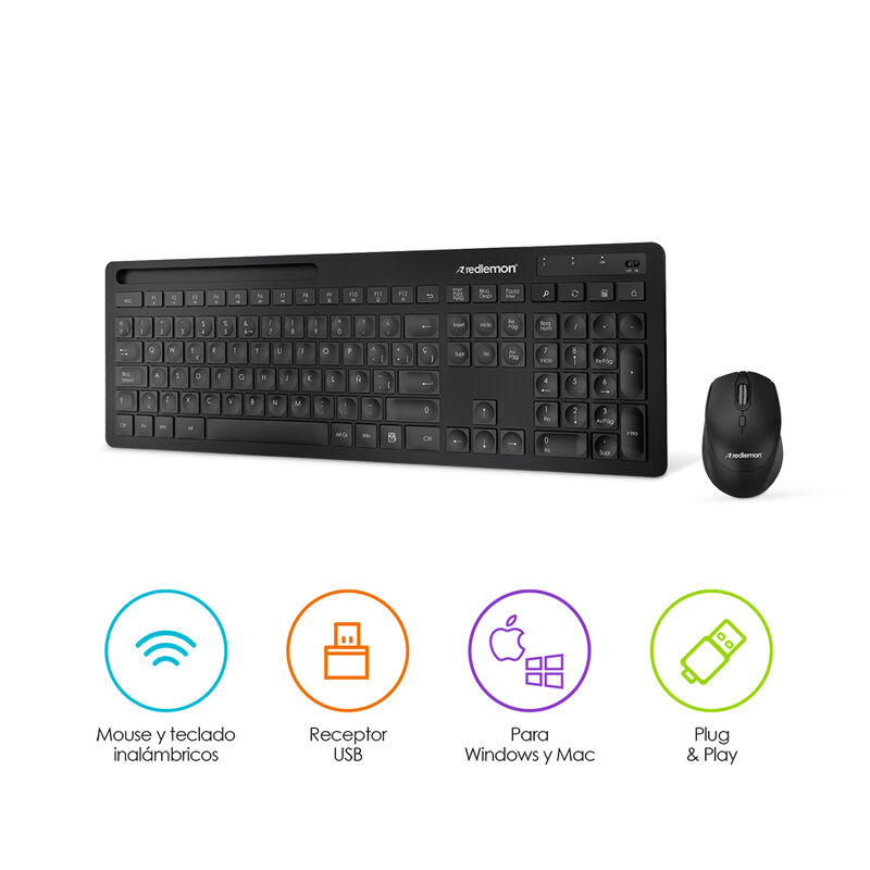 Teclado y Mouse Inal&aacute;mbrico USB Plug & Play par... image number null