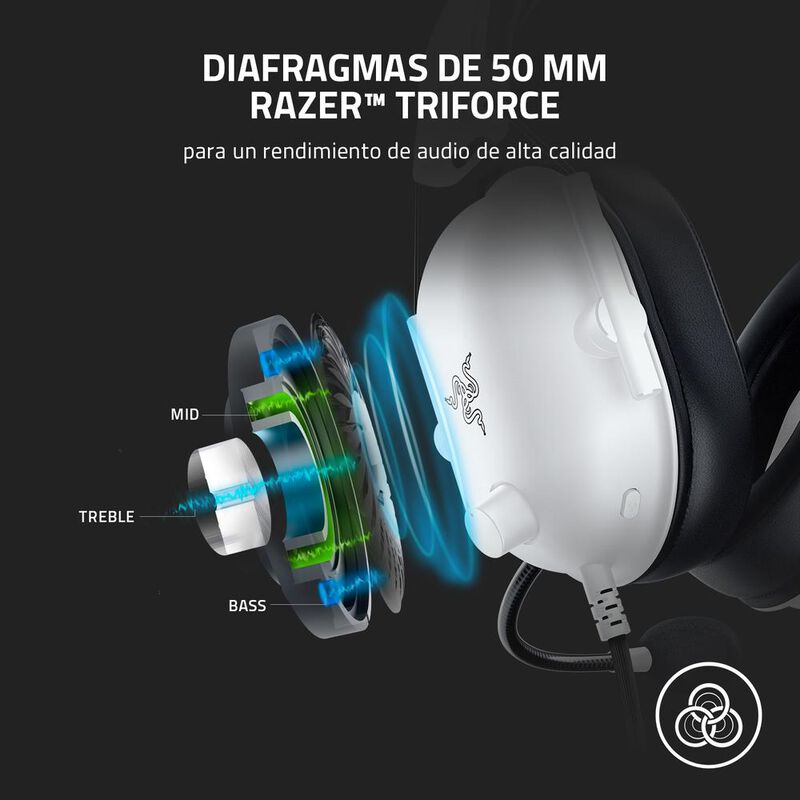 Razer BlackShark V2 X Wired Gaming Headset Whit... image number null