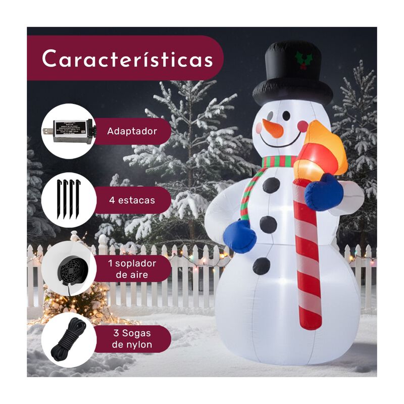 Inflable Navidad Mu&ntilde;eco Nieve Gigante 2.7m Exte... image number null