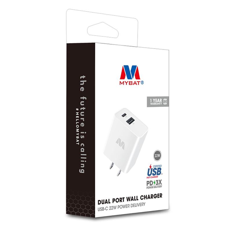 Cargador Ac Mybat 22w Dual Usb-c Usb-a Universa... image number null