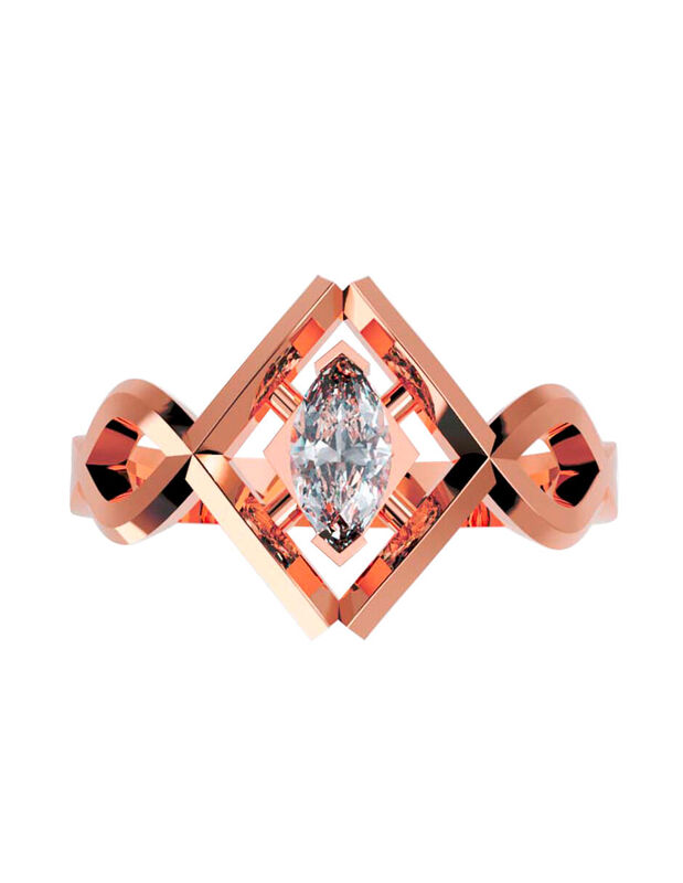 Anillo de Compromiso en Oro Rosa 14K con Circon... image number null