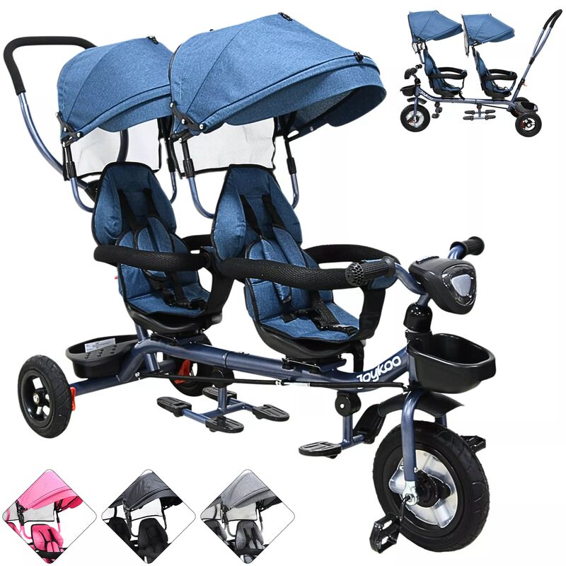 Triciclo Doble Ni&ntilde;os Asiento Giratorio Gemelar ... image number null