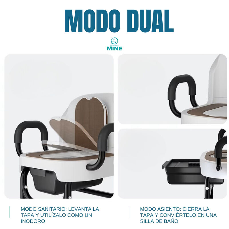 Silla De Ba&ntilde;o Con Comodo Inodoro Cuadrado Con T... image number null