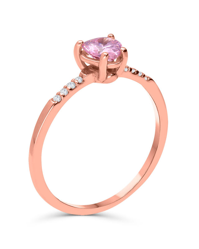 Anillo En Oro Rosa 14k Con Zirconia Coraz&oacute;n Ros... image number null