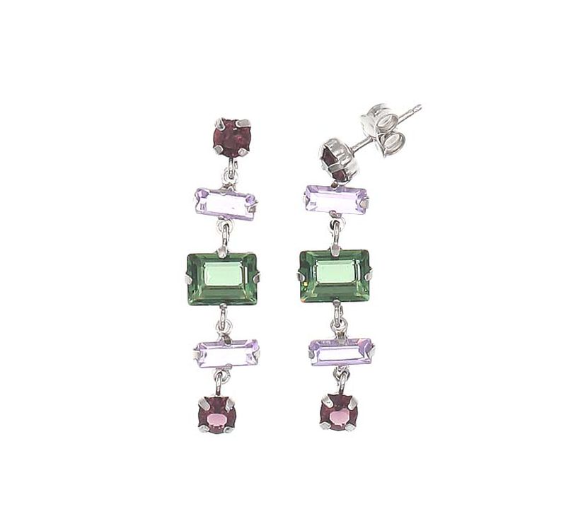 Aretes De Plata 925 Con Zirconias De Colores image number null