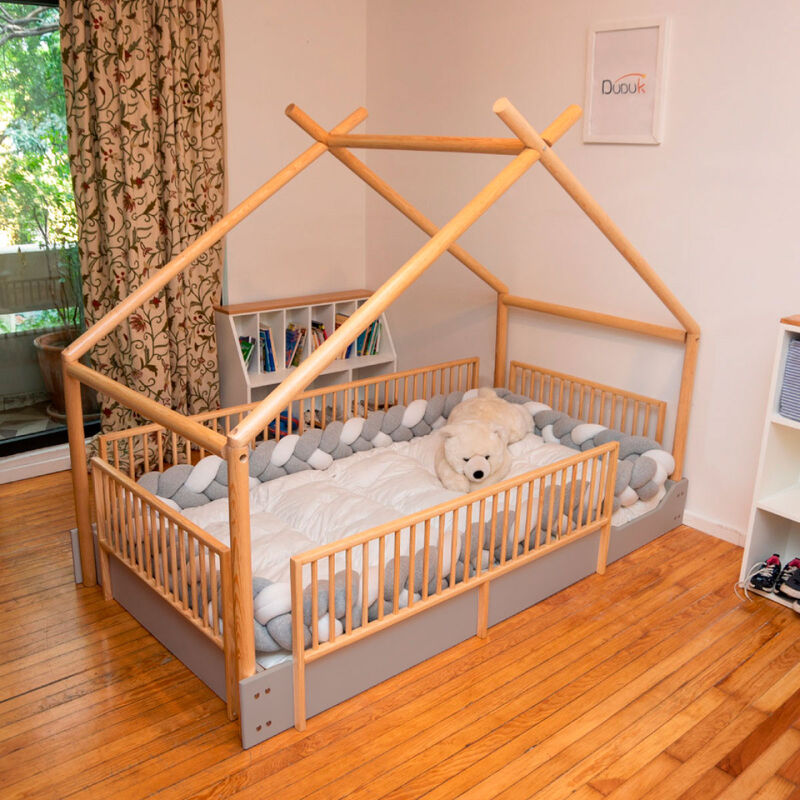 Cama Chalet Montessori de Madera con Barandales... image number null