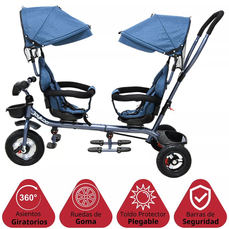 Triciclo Doble Ni&ntilde;os Asiento Giratorio Gemelar ... image number null