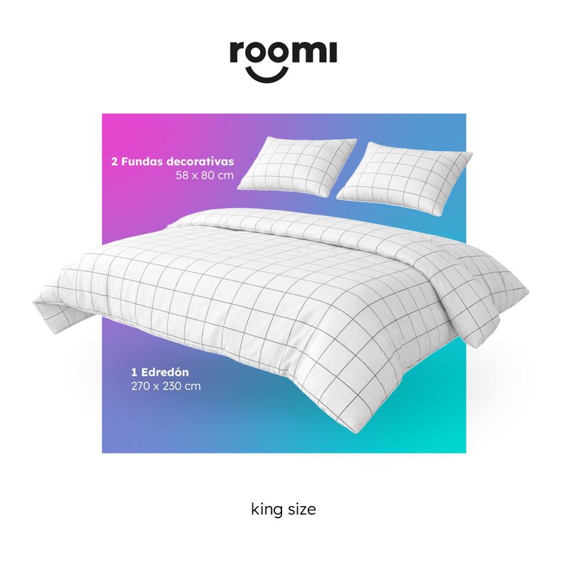 Edred&oacute;n King Size Cuadros Roomi 100% Algod&oacute;n + ... image number null