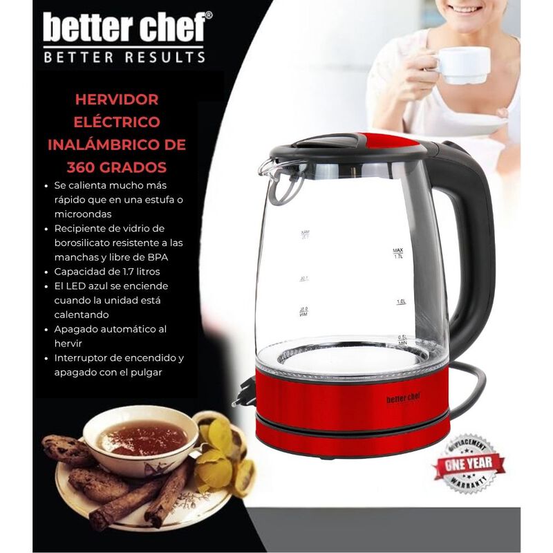 Hervidor El&eacute;ctrico De Agua Better Chef Vidrio 1... image number null