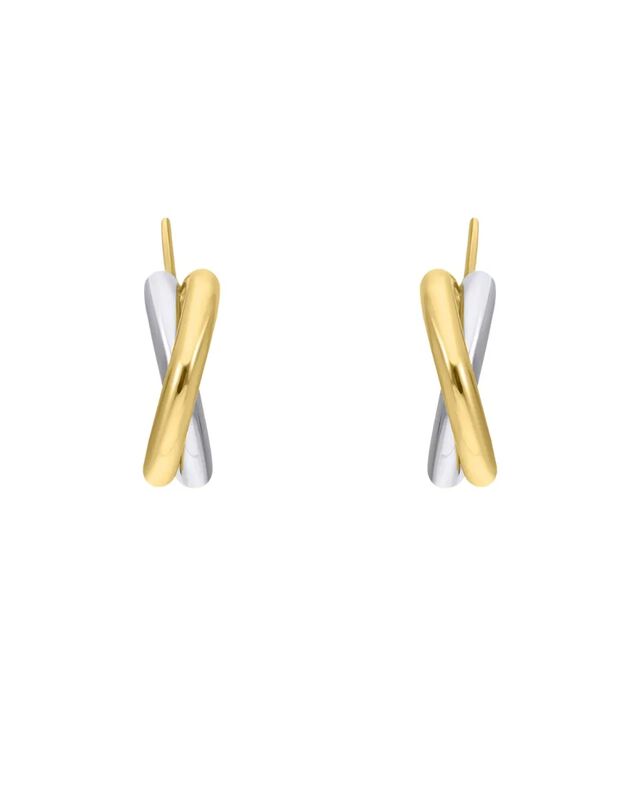 Arracadas Oro Amarillo Y Blanco 14k (15mm) image number null
