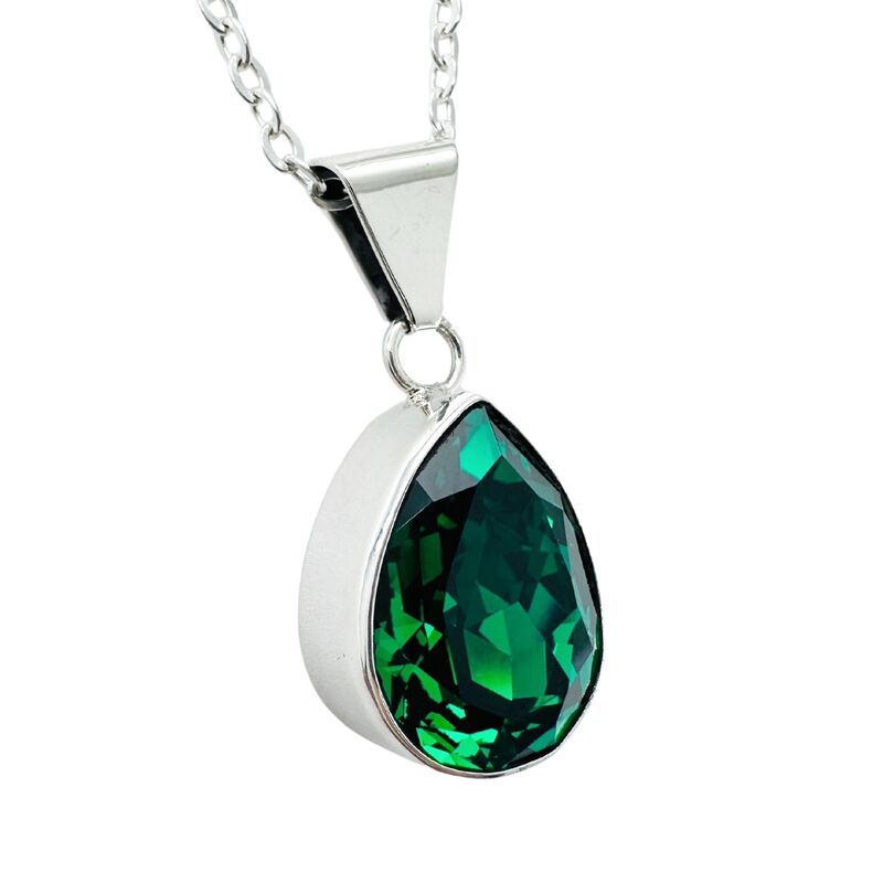 Collar y aretes Pera verde con plata .925 Zvezd... image number null