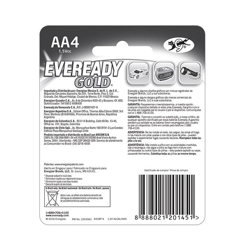 Pila Eveready Gold Aa Alcalina Blister 48 Unida... image number null