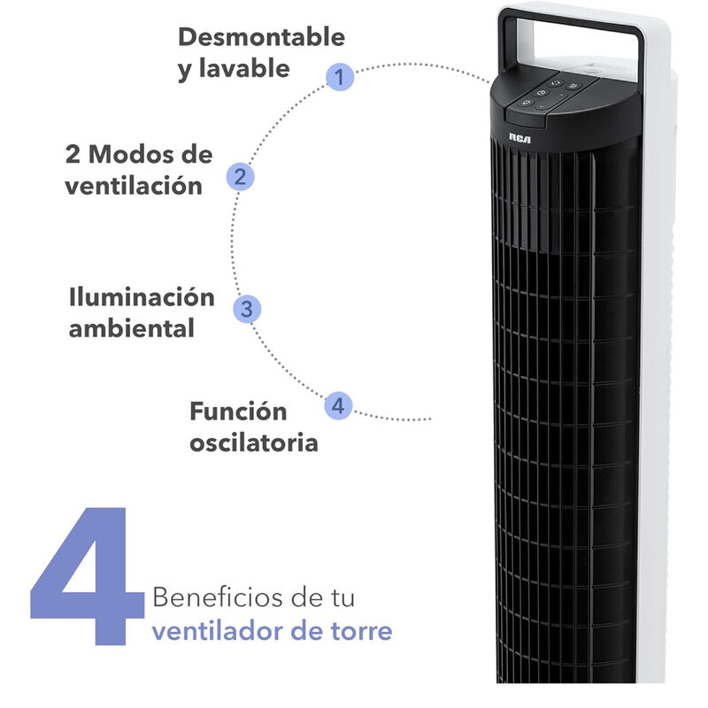 Ventilador de Torre RCA 40&rdquo; Lavable con Control... image number null